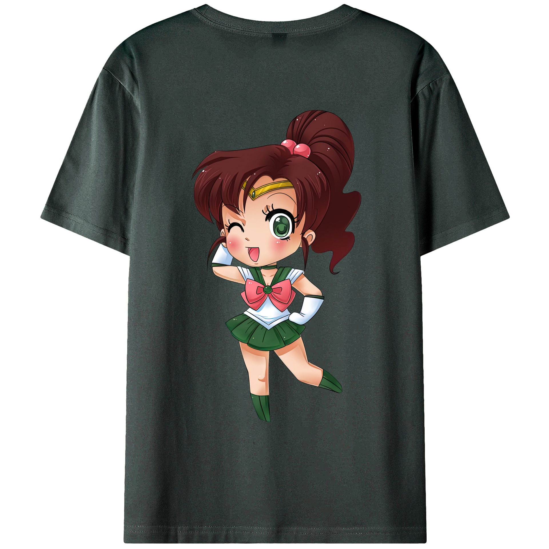 （画像用） 美少女戦士セーラームーン 木野 まこと きの まこと Sailor Moon Kino Makoto （セーラージュピター；Sailor Jupiter） 綿100％ メンズ半袖Tシャツ（バックプリント） 通気性